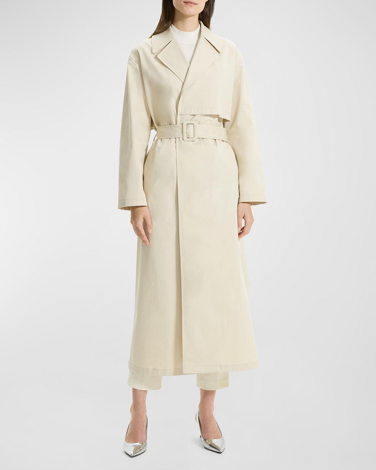 Single-Breasted Wrap Trench Coat Product Image