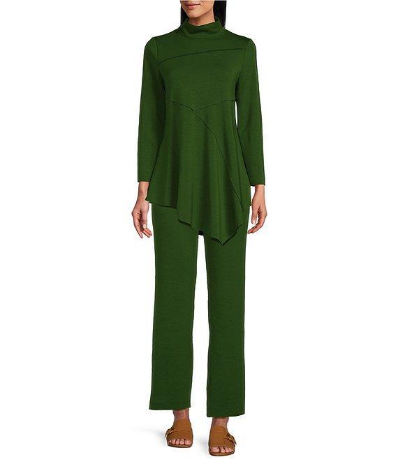 IC Collection Soft Knit Crepe Mock Neck Long Sleeve Top Product Image