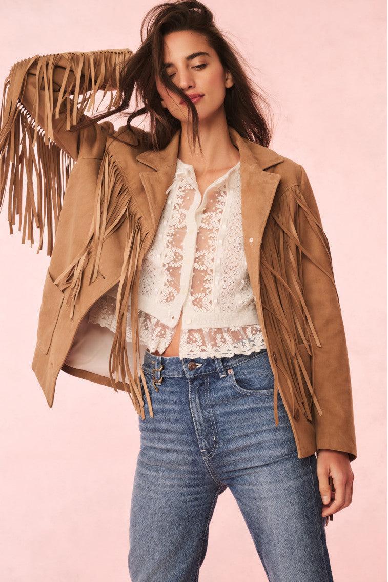 Geraline Suede Fringe Jacket Product Image