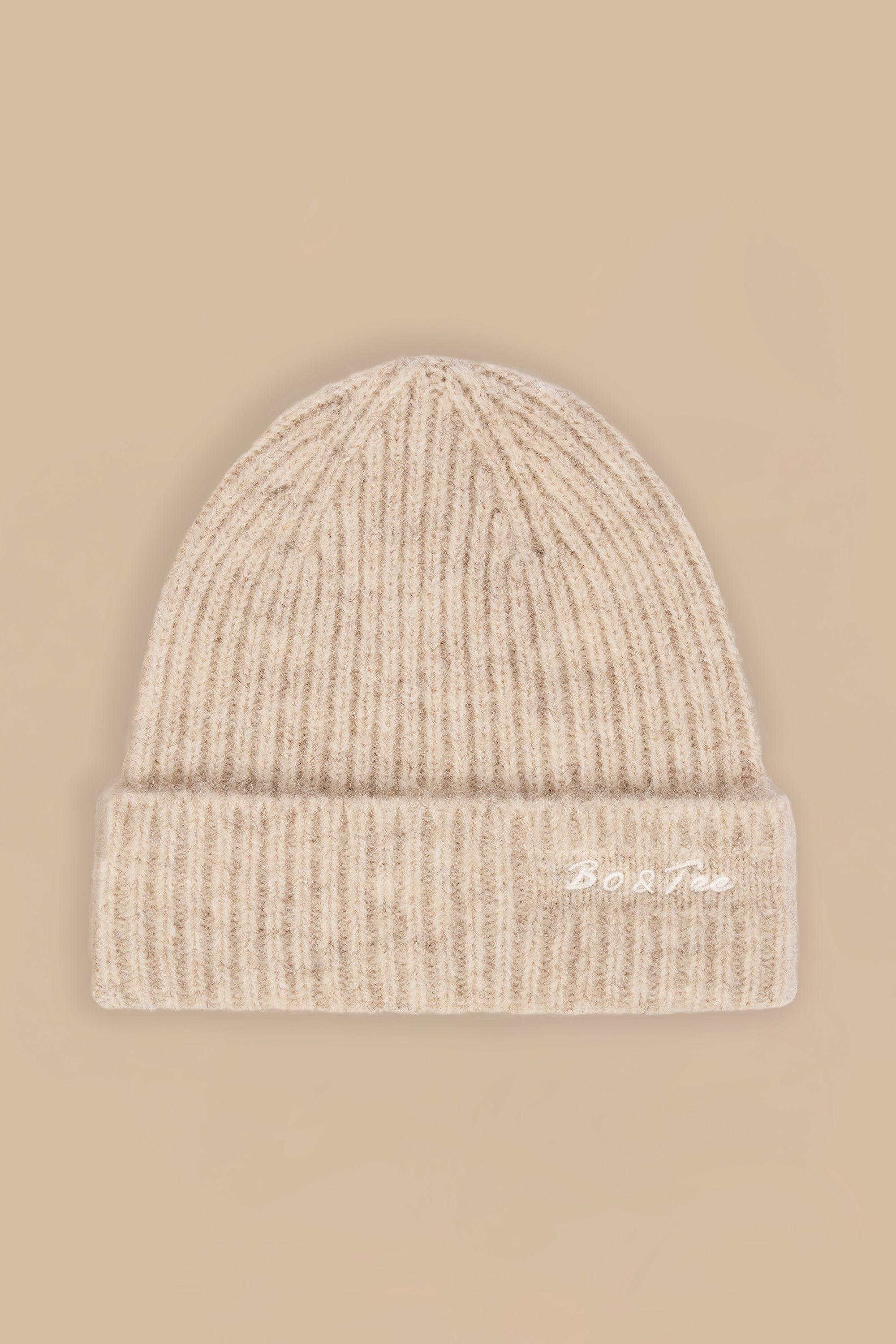 Knit Beanie Hat in Cream Marl Product Image