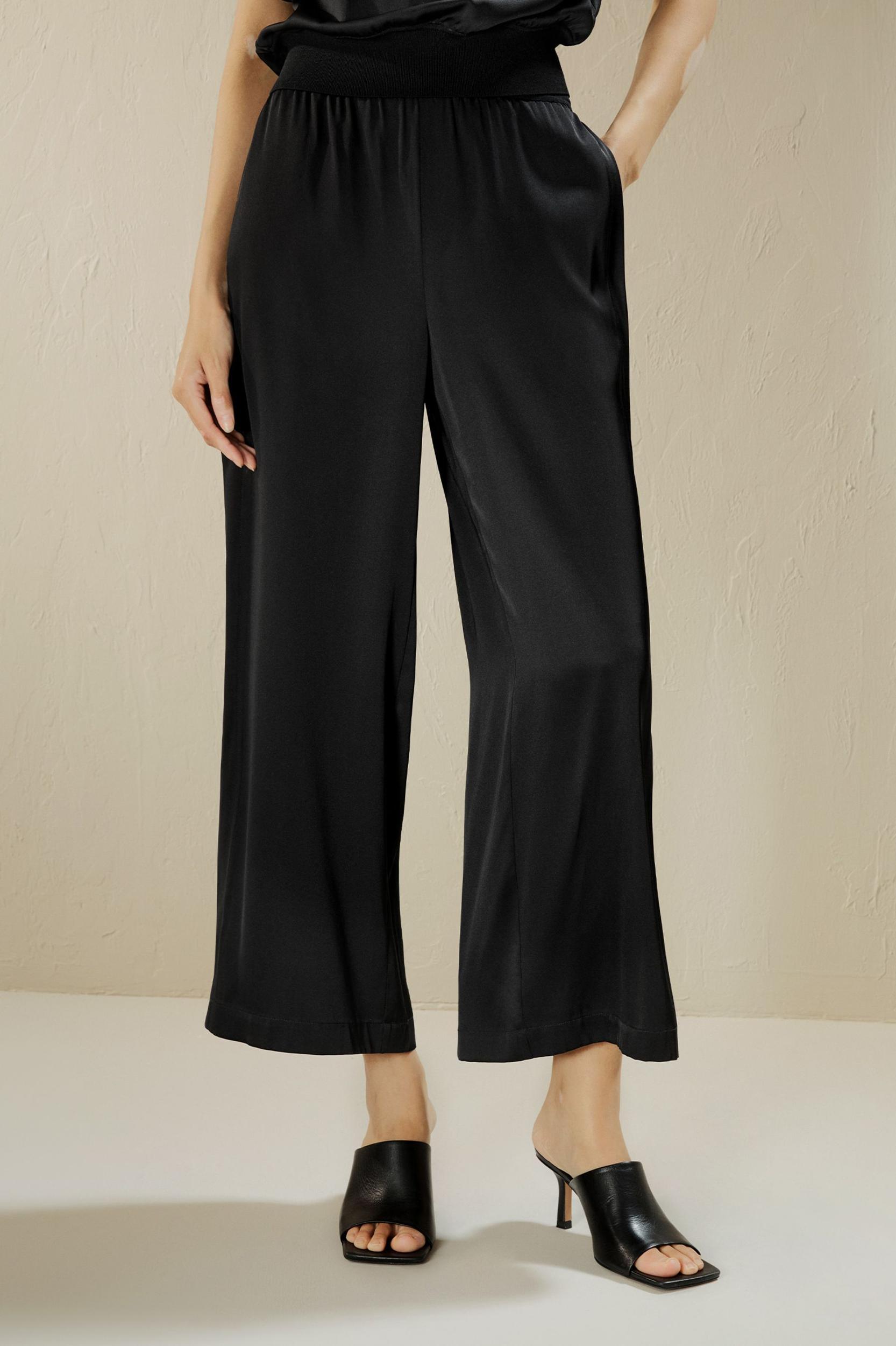 Wide leg cropped silk pants Product Image
