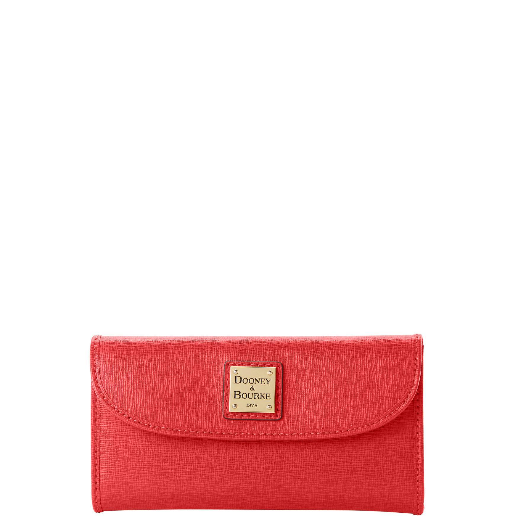 Dooney & Bourke Womens Saffiano Continental Leather Clutch in Tomato Product Image