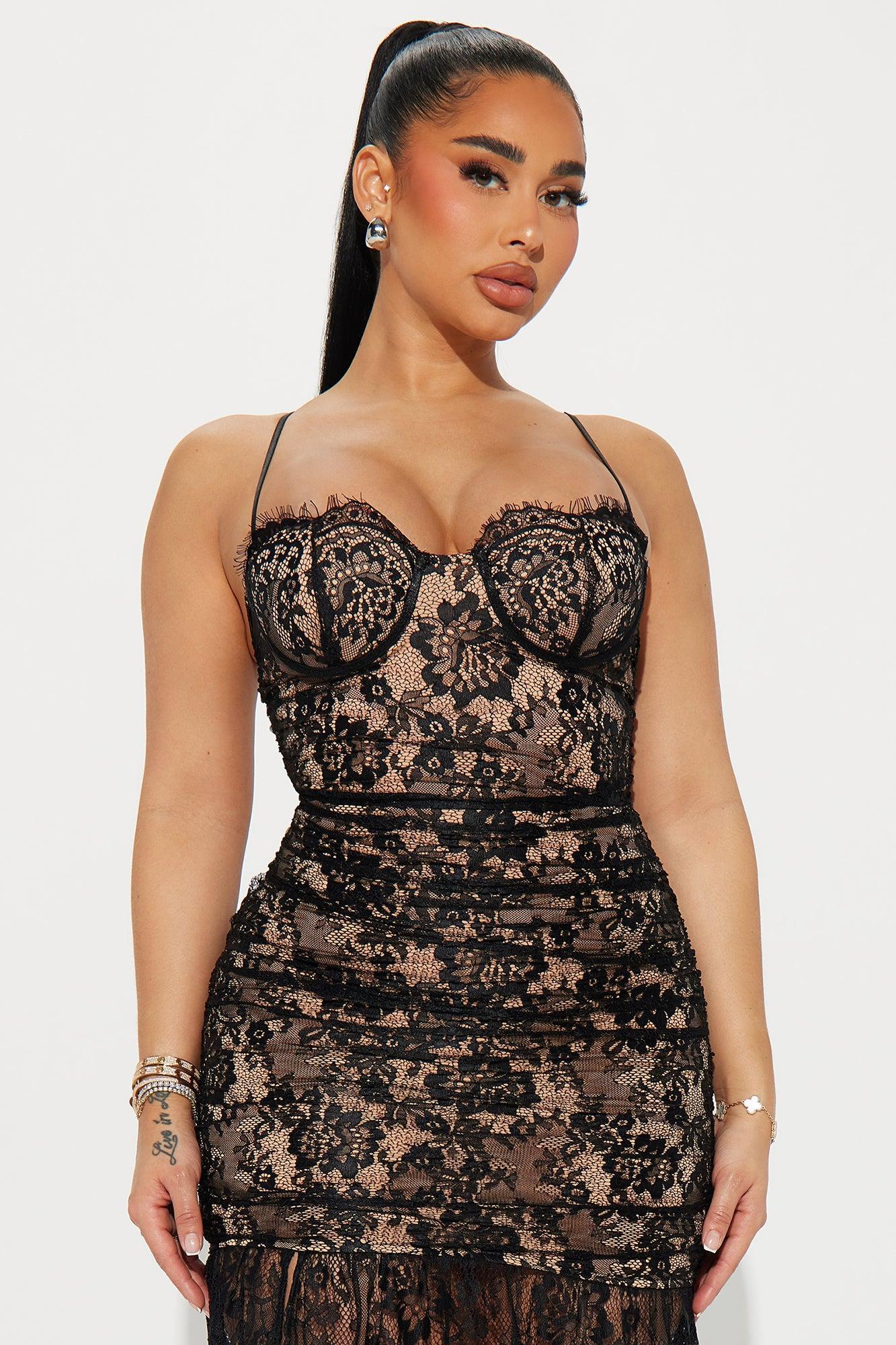 Heather Lace Gown - Black/combo Product Image