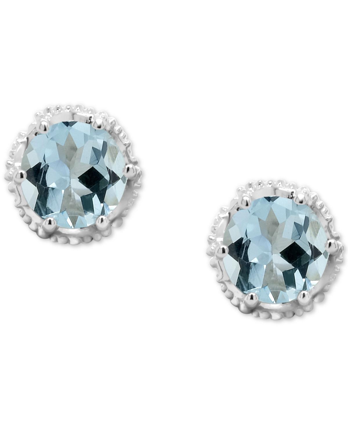 Celebration Gems Sterling Silver Aquamarine Stud Earrings, Womens Product Image