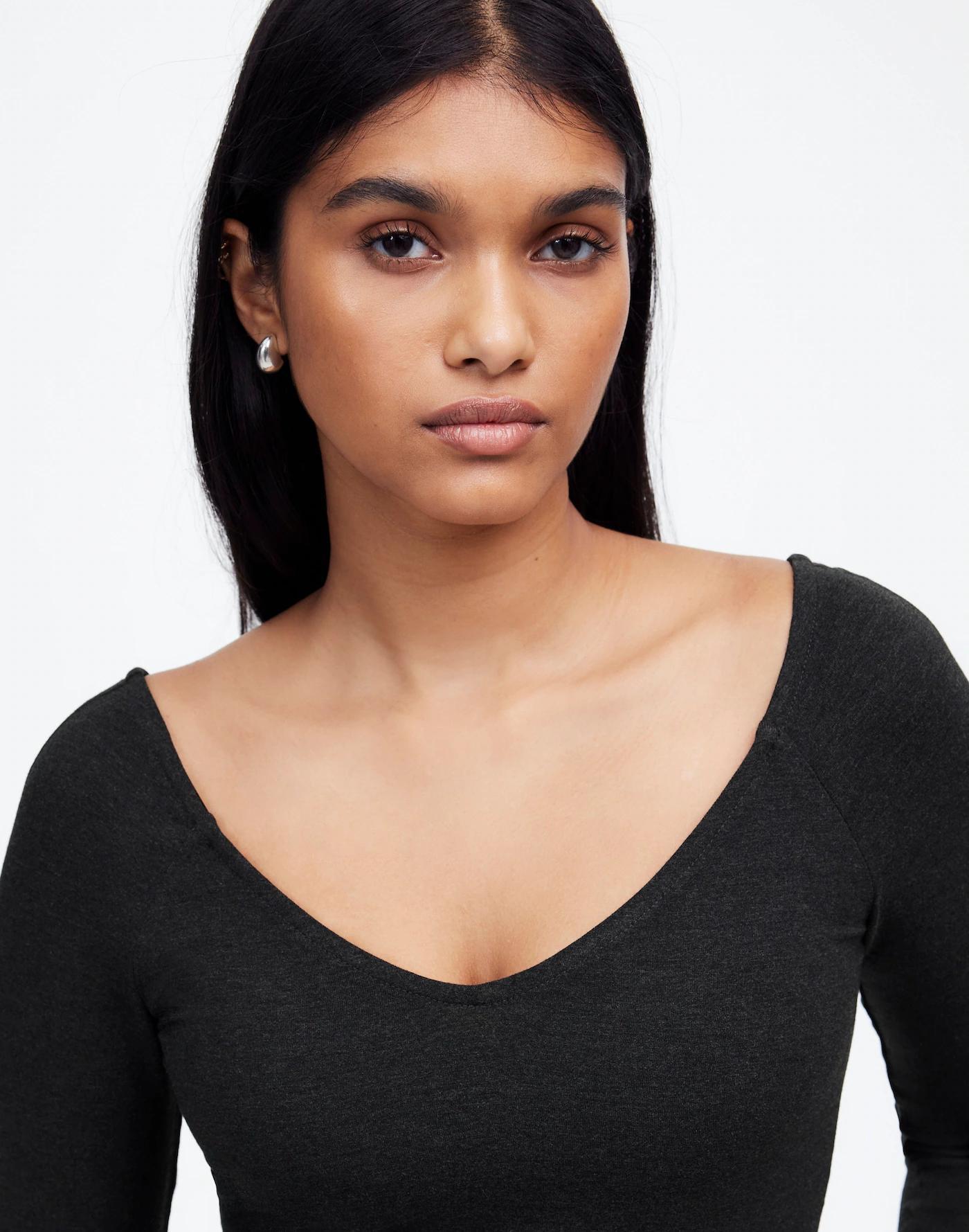 Jersey V-Neck Long-Sleeve Top Product Image