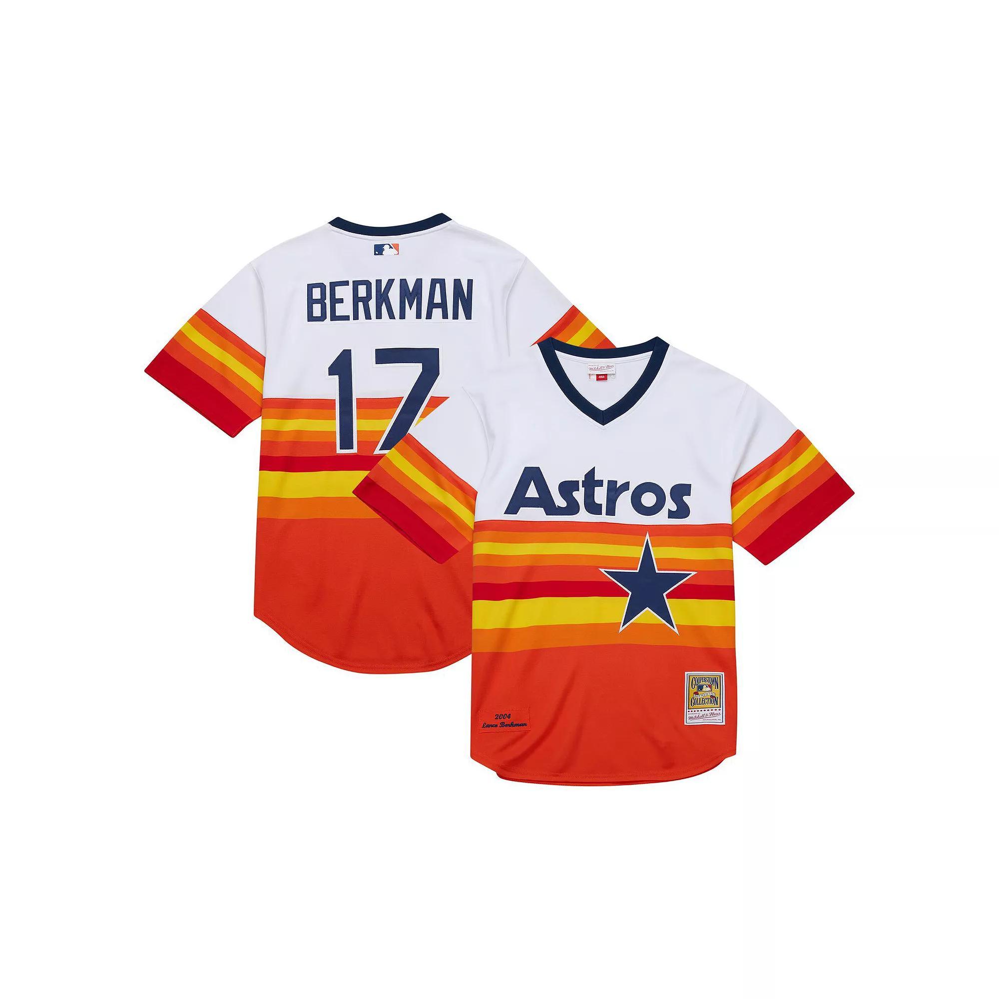 Men's Mitchell & Ness Lance Berkman White Houston Astros 2004 Cooperstown Collection Authentic Throwback Jersey,  Product Image