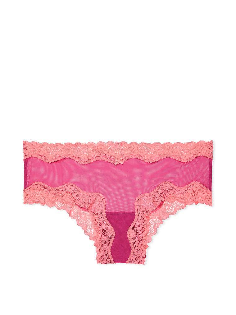 Tease Mesh Lace-Trim Cheeky Panty Product Image