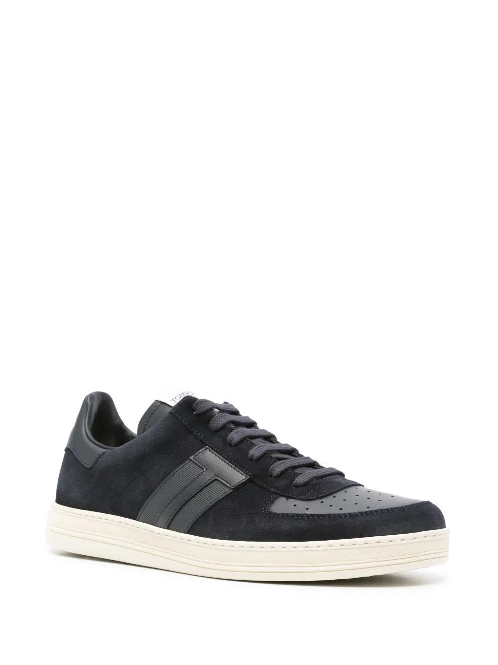 TOM FORD T-patch Suede Sneakers In Blue Product Image