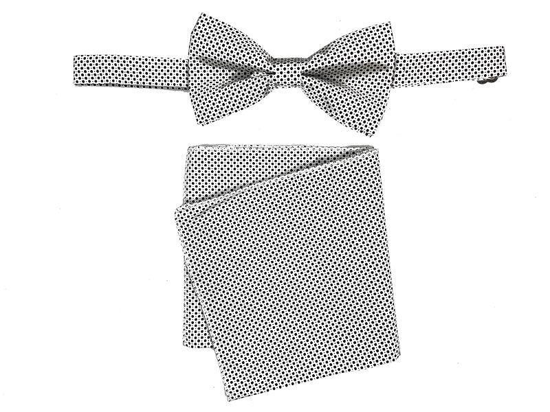 Men's Bowtie and Hanky Accessory Set in Black White Dot Male Product Image