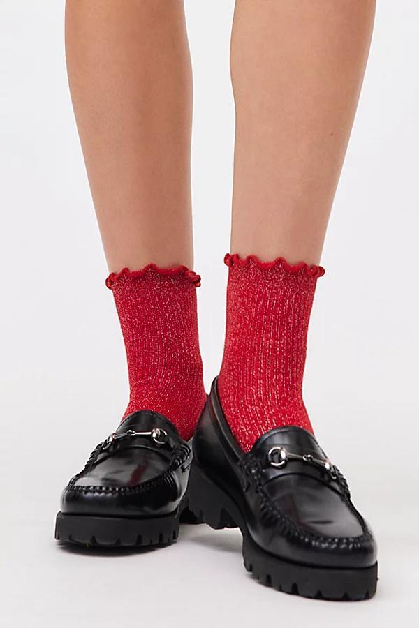 Shimmer Ruffle Sock Womens at Urban Outfitters Product Image