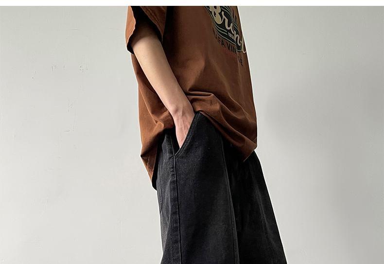 Mid Rise Washed Denim Shorts Product Image