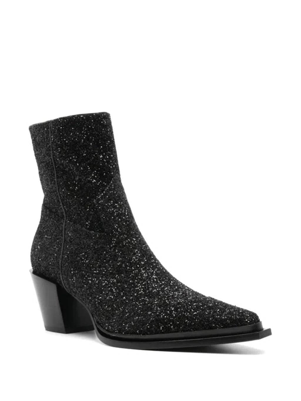 JIMMY CHOO Cece Ab 60mm Glitter Ankle Boots In Black Product Image