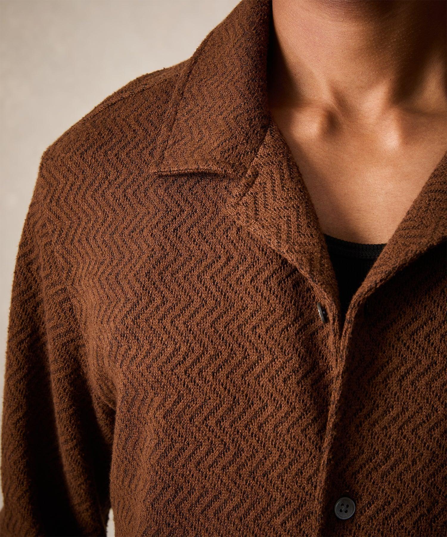 Zigzag Knit Shirt in Coffee Bean Product Image