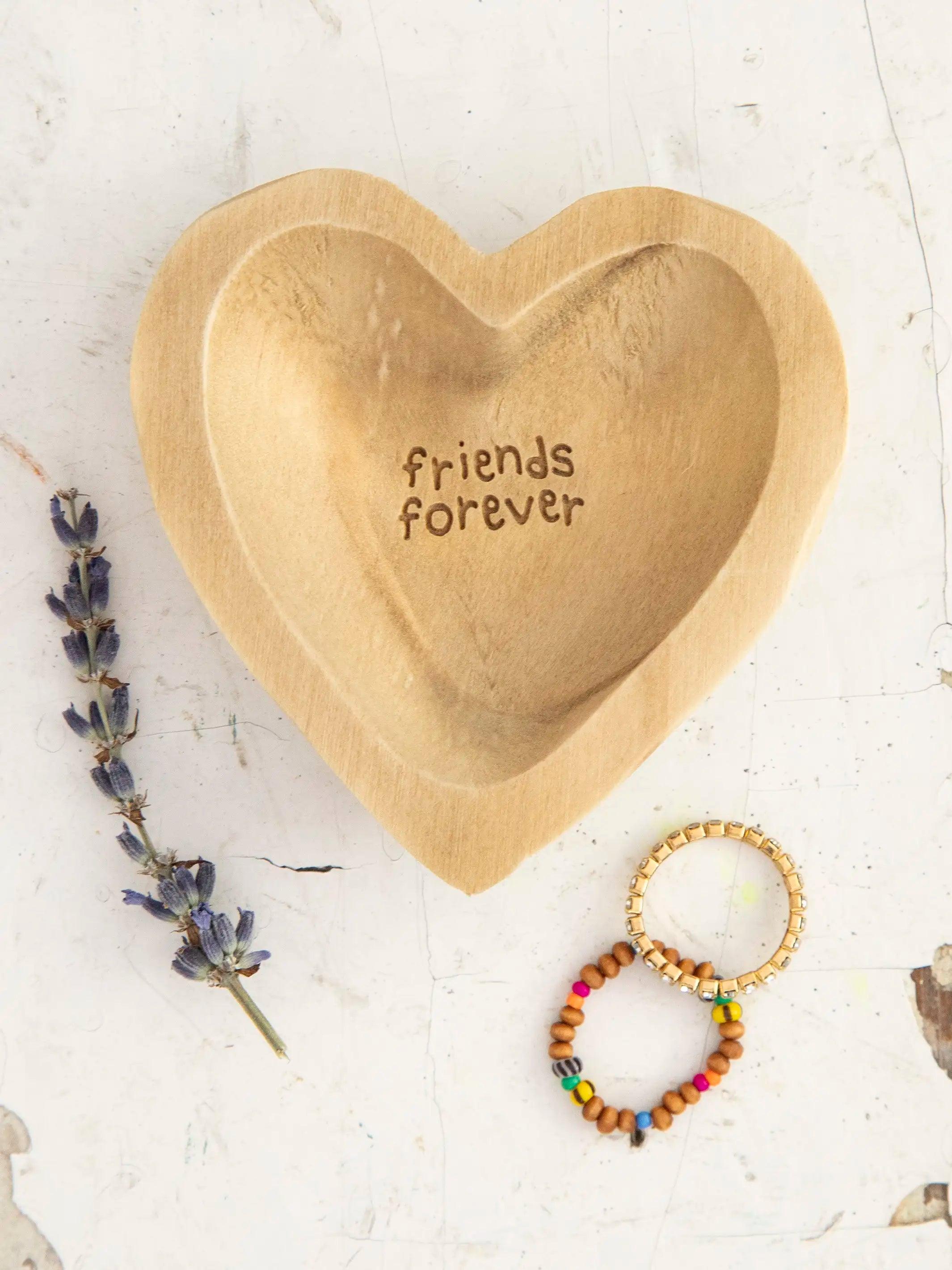 Wooden Heart Trinket Jewelry Dish - Friends Forever Product Image