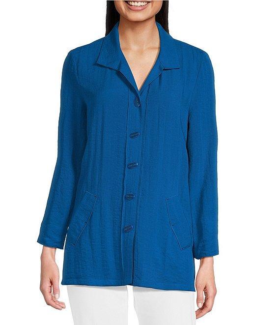 Ali Miles Point Collar 3/4 Sleeve Button Front Tunic Product Image