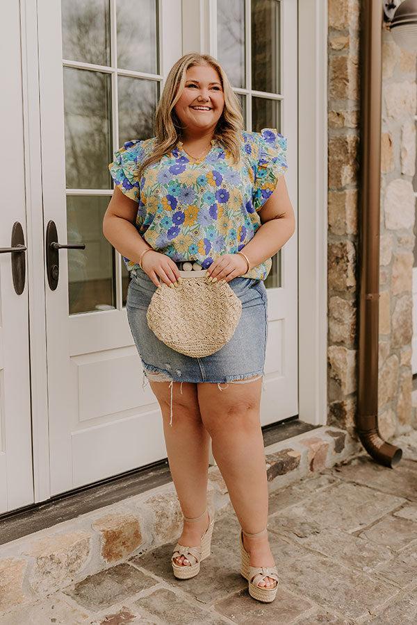 Floral Galore Shift Top In Blue Curves Product Image