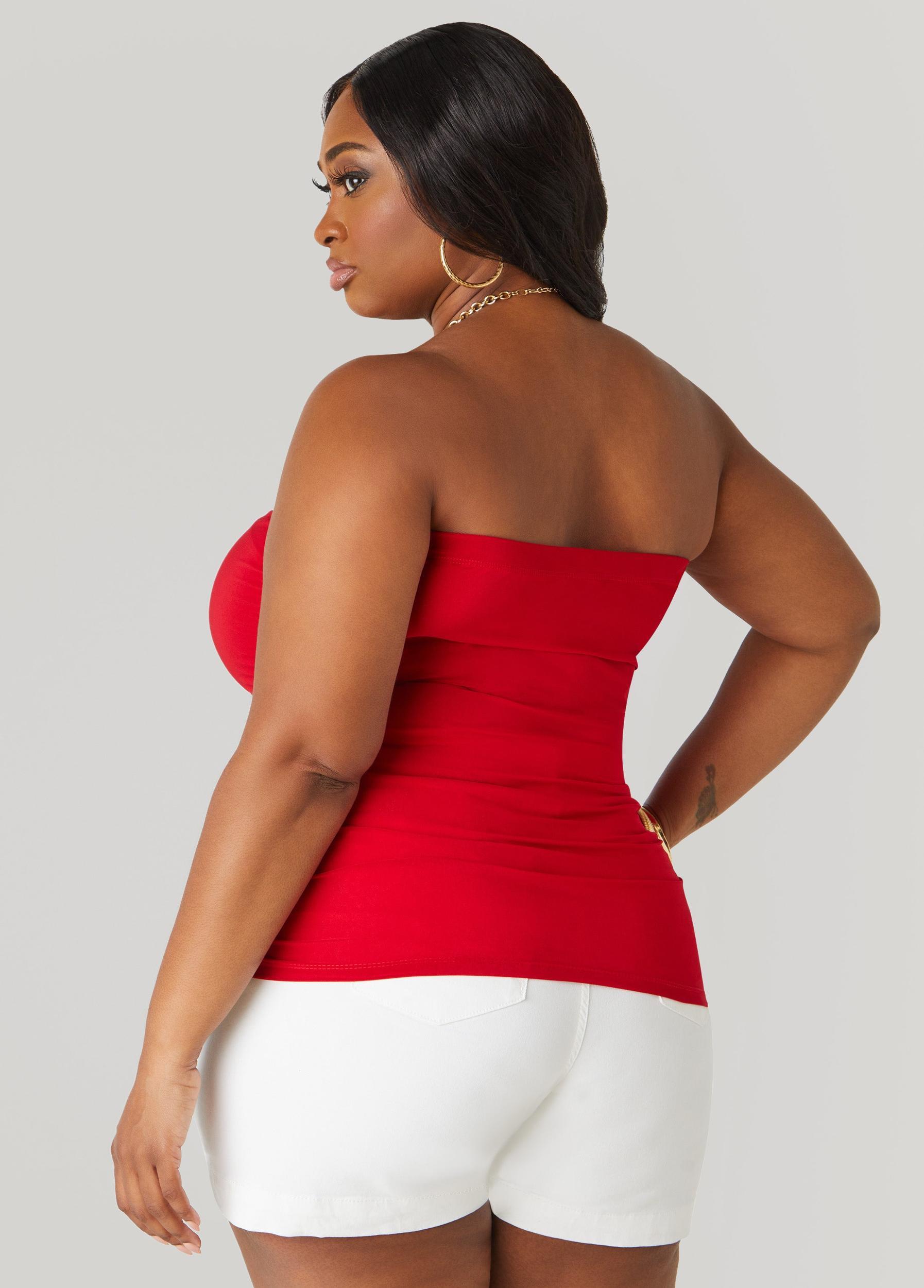Plus Size Ruched Tube Top Ashley Stewart Product Image