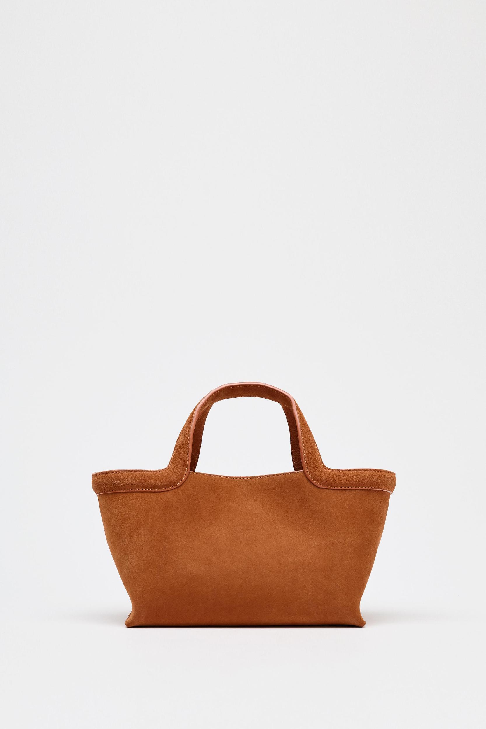 MINI SUEDE TOPSTITCHED SHOPPER Product Image