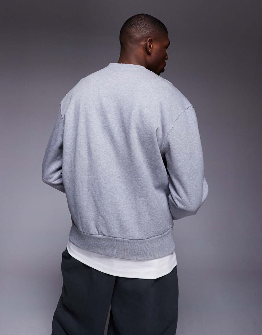 ASOS DESIGN premium heavyweight oversized sweatshirt 400gsm in heather gray Product Image