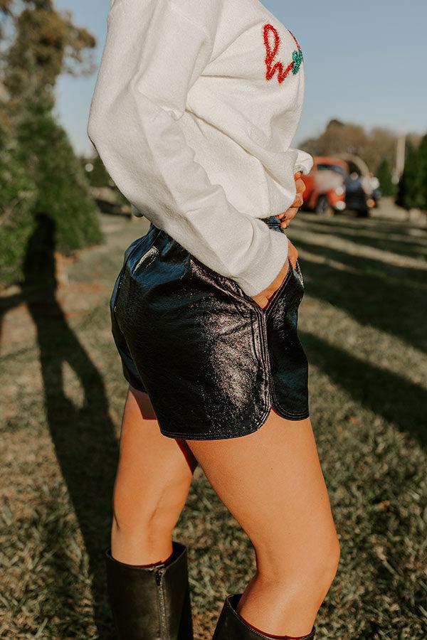 Opening Act High Waist Faux Leather Shorts In Black Product Image