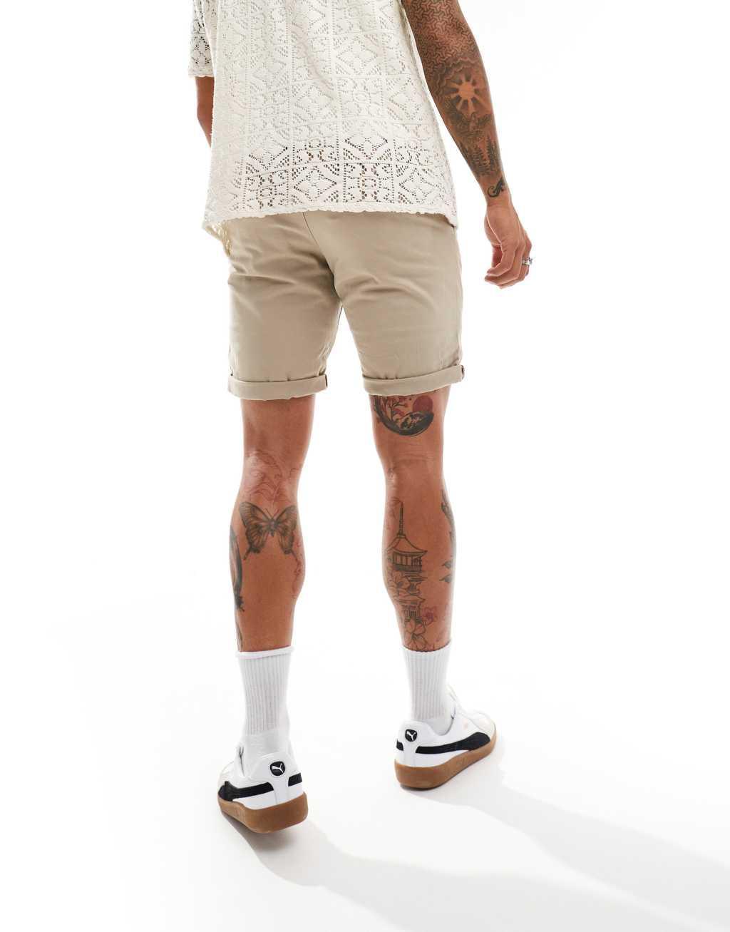 Jack & Jones chino shorts in beige Product Image