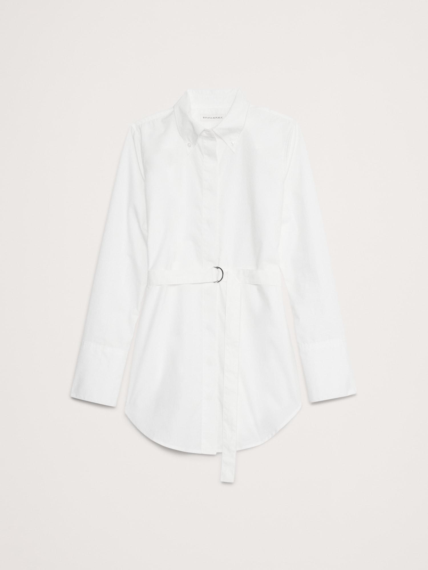 Cotton Poplin Belted Tunic Shirt Product Image