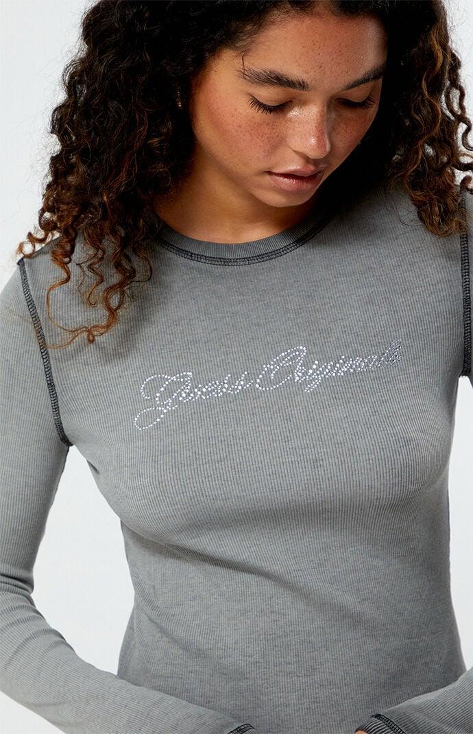 GUESS Originals Women's Rhinestone Long Sleeve T-Shirt Product Image