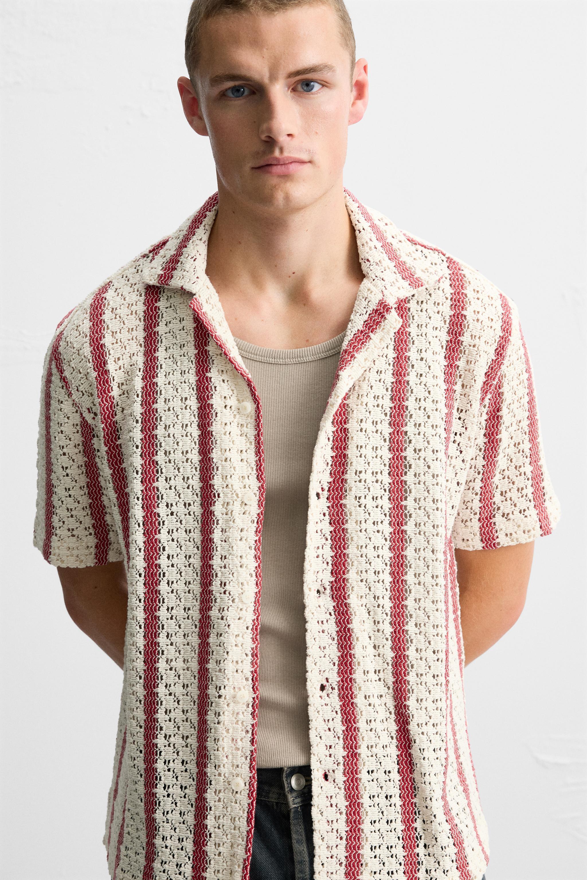 STRIPED CROCHET SHIRT Product Image