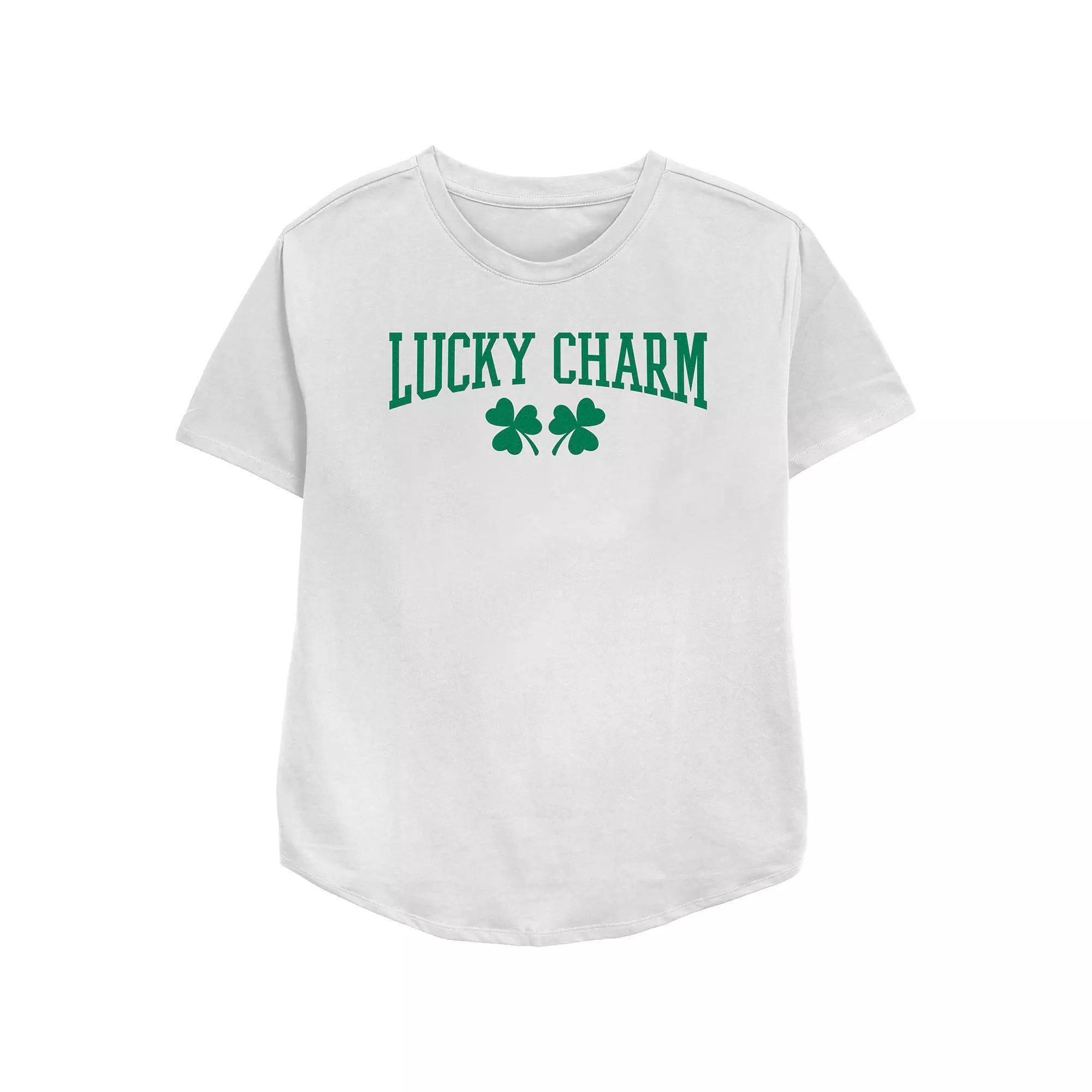 Women's Lucky Charm Graphic Tee, Girl's, Size: Small, White Product Image