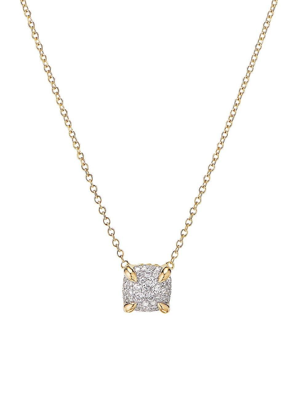 Womens Chatelaine Pendant Necklace in 18K Yellow Gold with Full Pav Diamonds Product Image