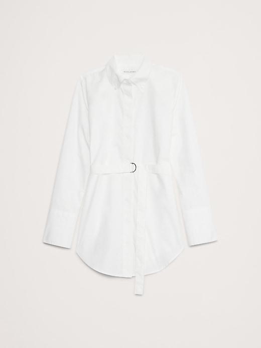 Cotton Poplin Belted Tunic Shirt Product Image