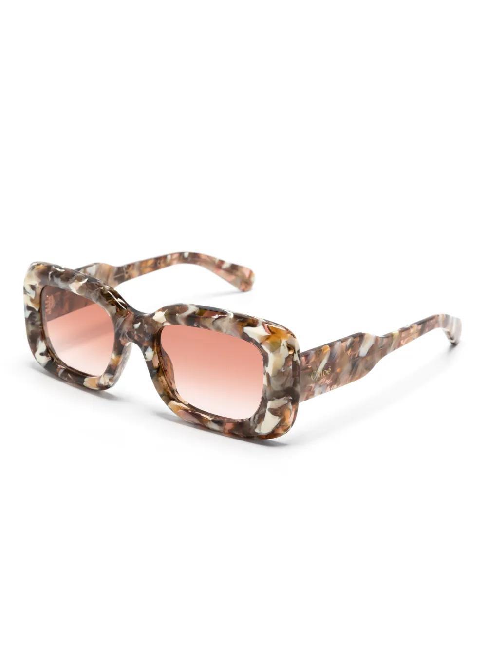 CHLOÉ Gayia Rectangle-frame Sunglasses In Braun Product Image