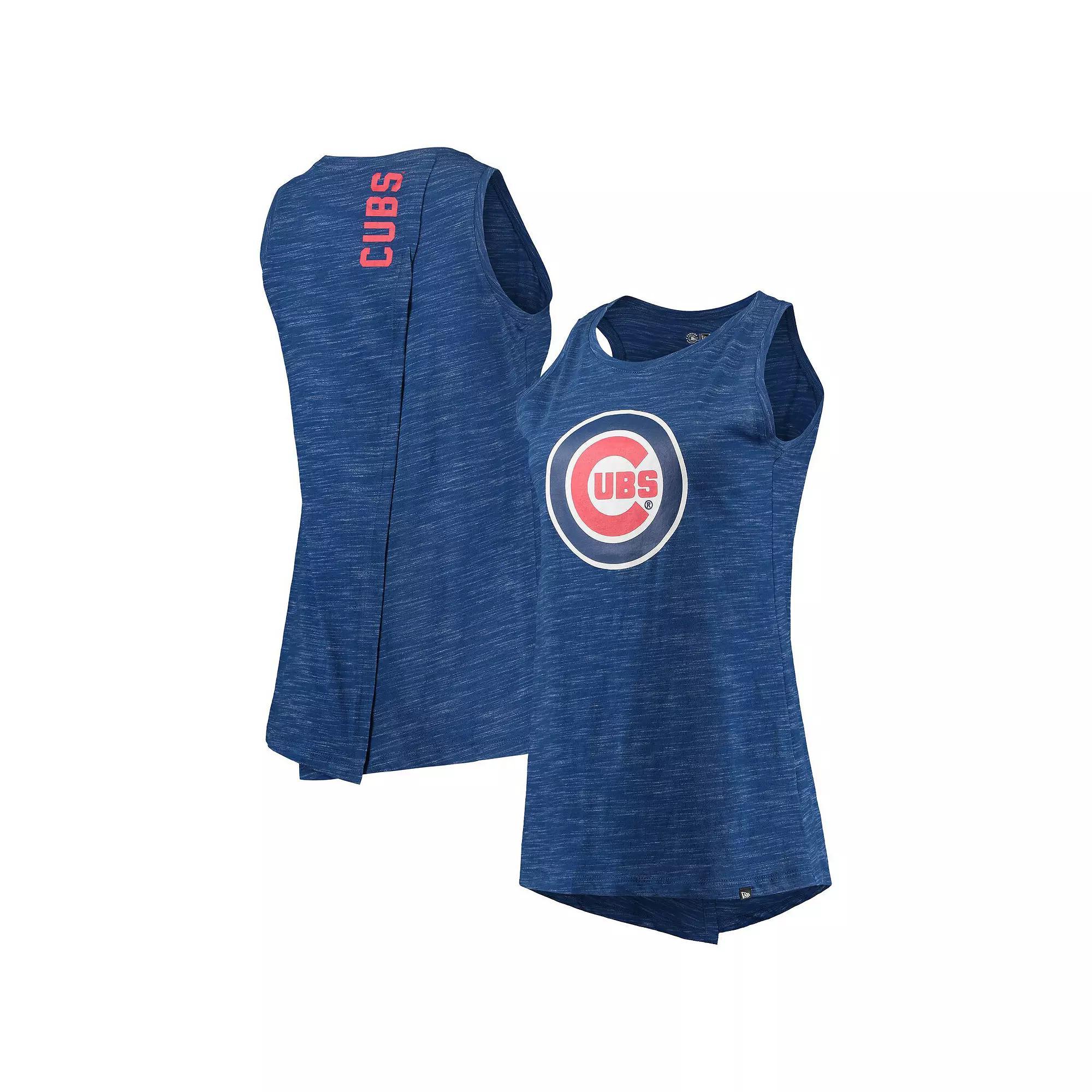 Women's New Era Royal Chicago Cubs Space Dye Back-Knot Tank Top,  Product Image