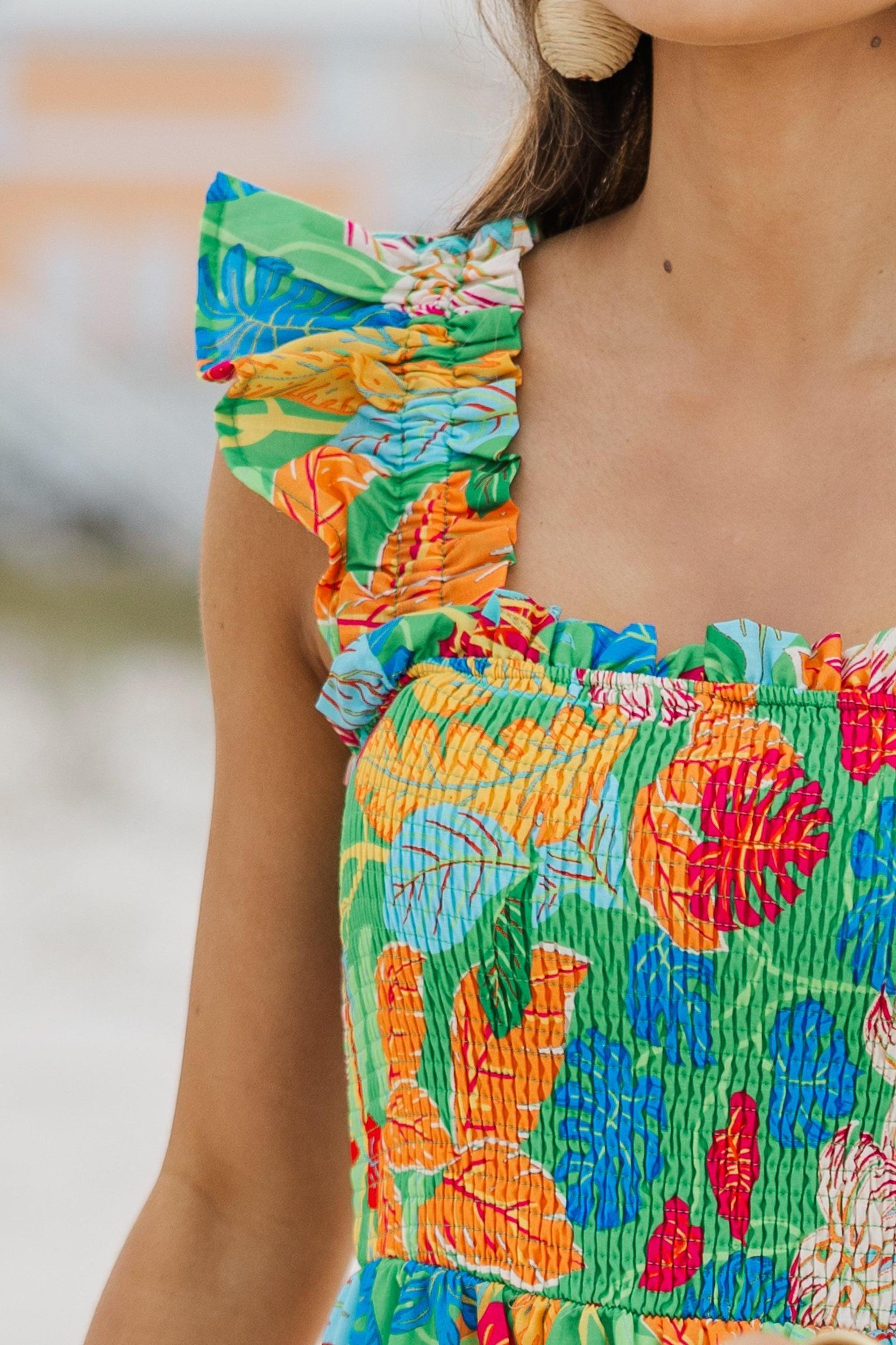 Fearless Travels Green Tropical Maxi Dress Female Product Image