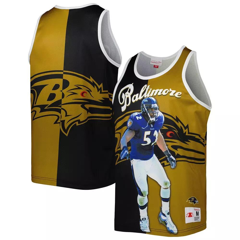 Men's Mitchell & Ness Ray Lewis Black/Gold Baltimore Ravens Retired Player Graphic Tank Top, Size: Small Product Image