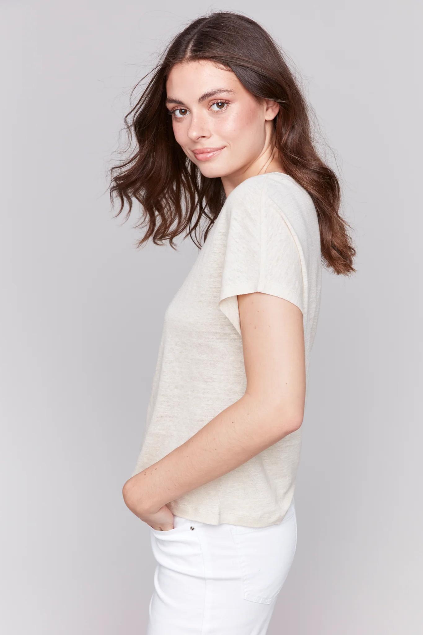 Foil Print Sleeve Dolman Top Product Image