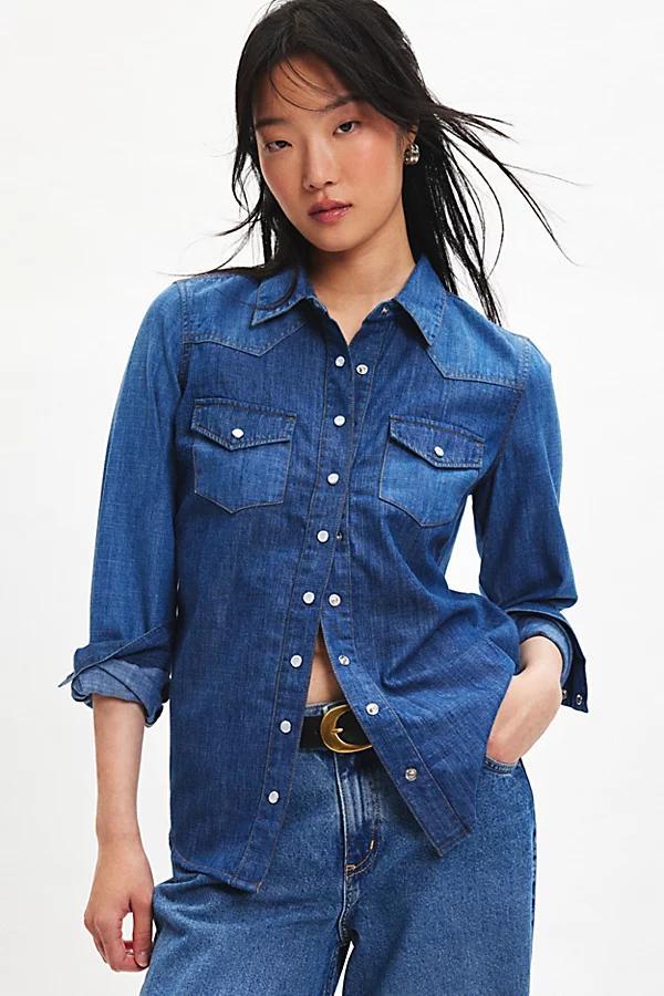 BDG Ariella Denim Western Shirt Top Womens at Urban Outfitters Product Image