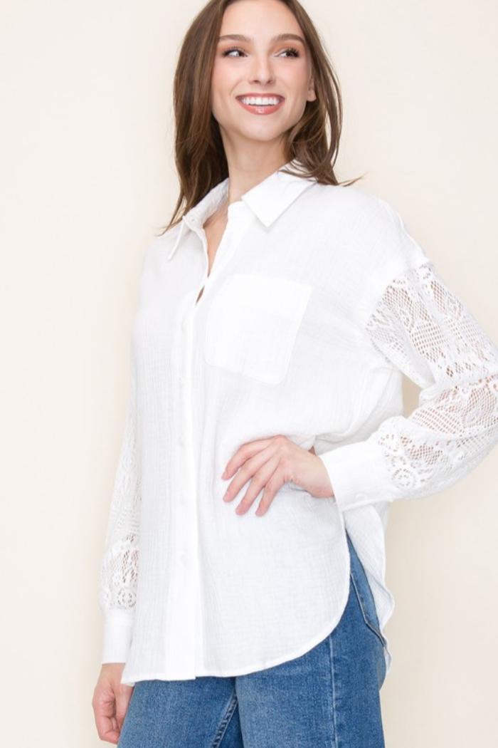 Crochet & Gauze Jacket Product Image