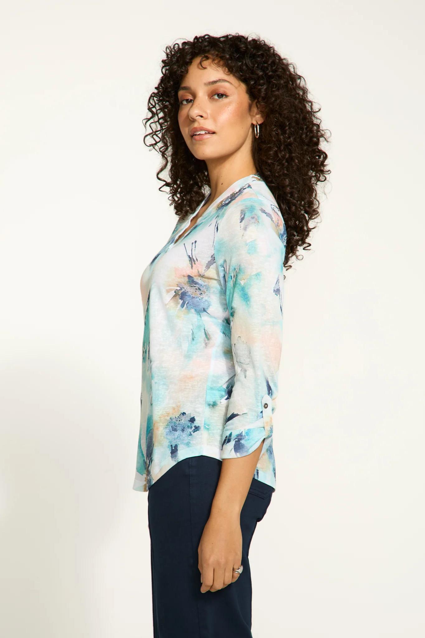 ALANI PRINT HENLEY TOP Product Image