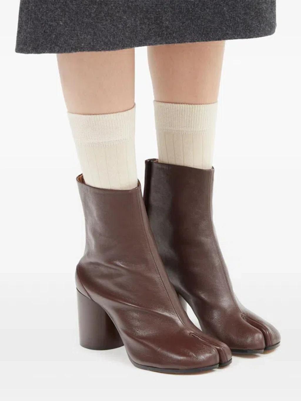 Tabi 80mm Leather Ankle Boots In Bordeaux Product Image