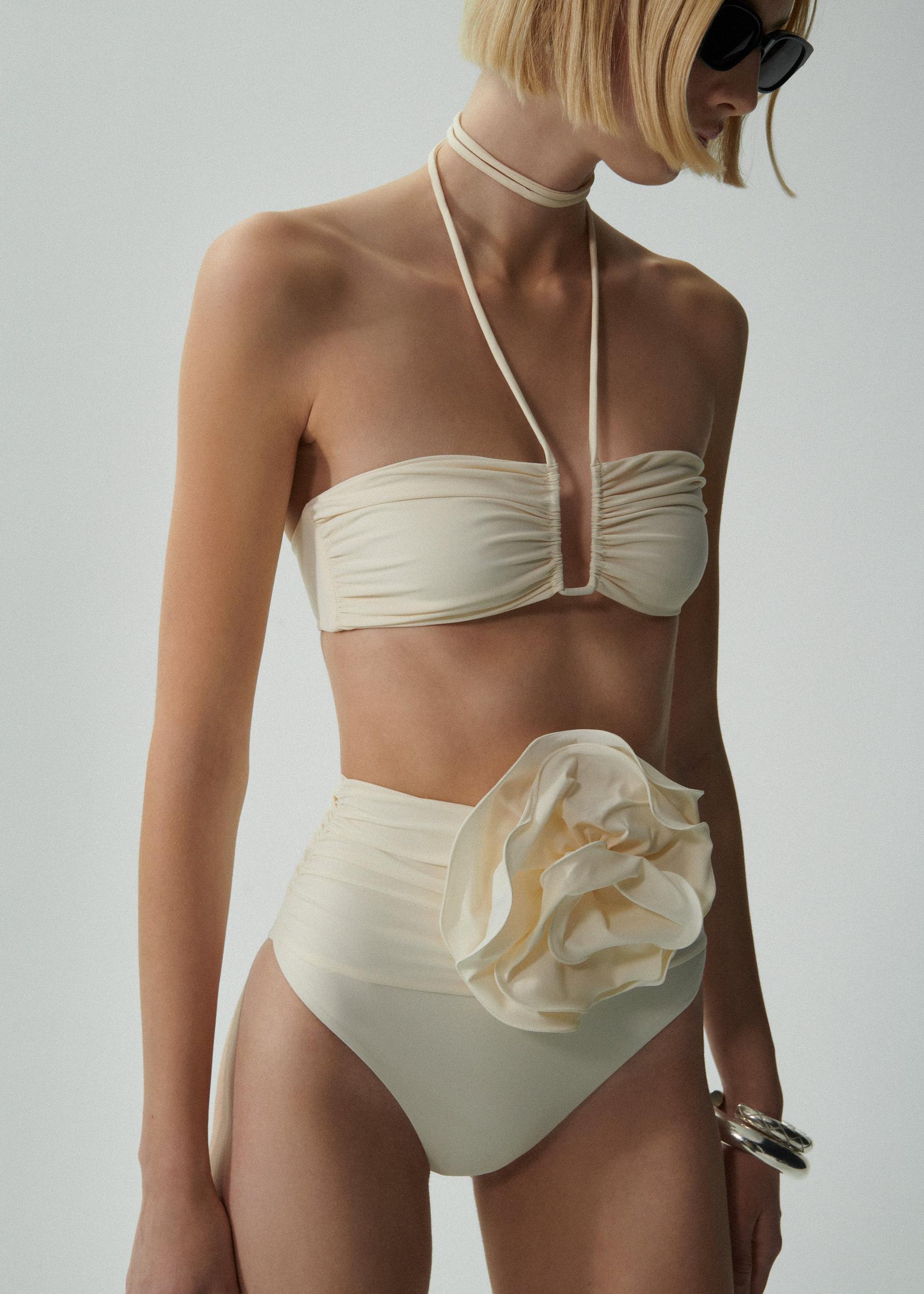 Crisscross bandeau top in cream Product Image