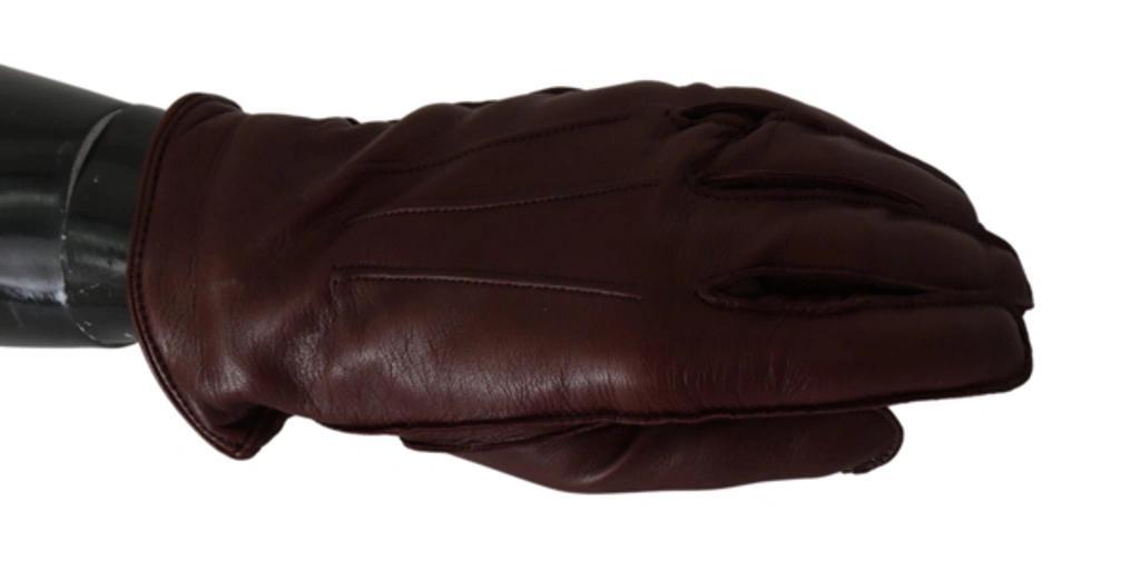 DOLCE & GABBANA Maroon Wrist Length Mitten Leather Gloves In Bordeaux Product Image