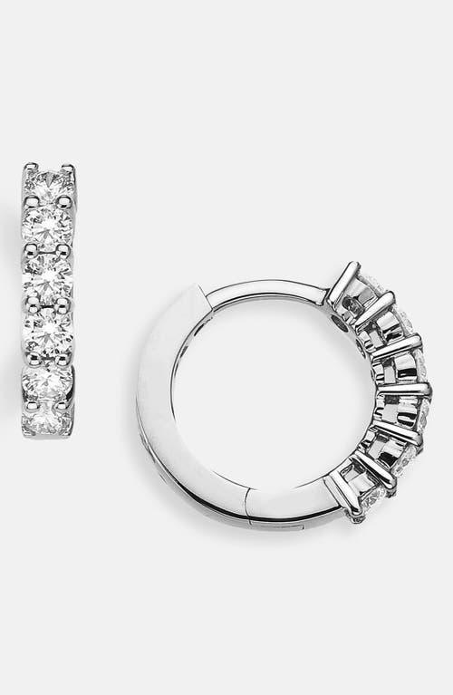 Roberto Coin 18K White Gold Small Hoop Earrings with Diamonds Product Image