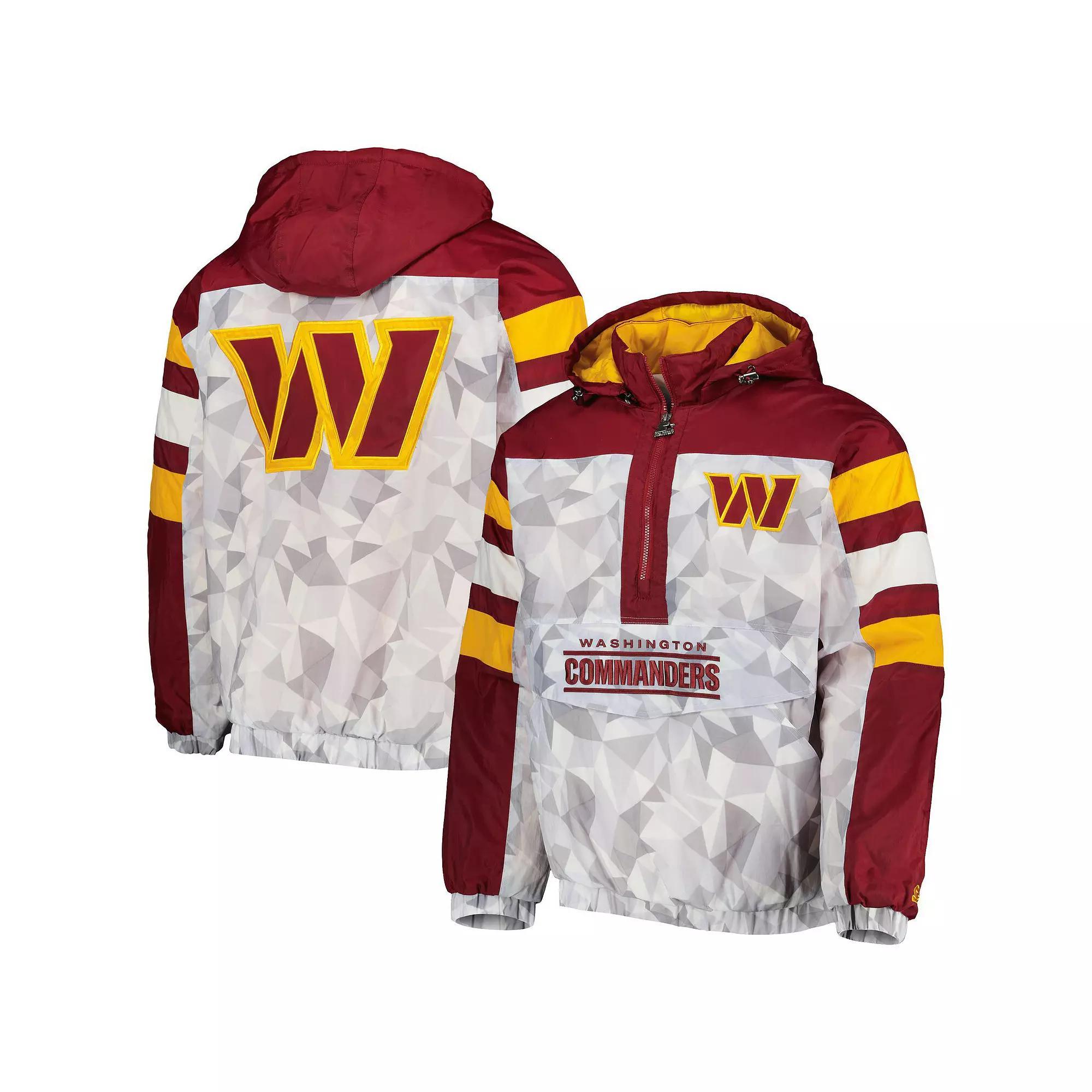 Men's Starter White/Burgundy Washington Commanders Thursday Night Gridiron Raglan Half-Zip Hooded Jacket, Size: Small, Wft White Product Image