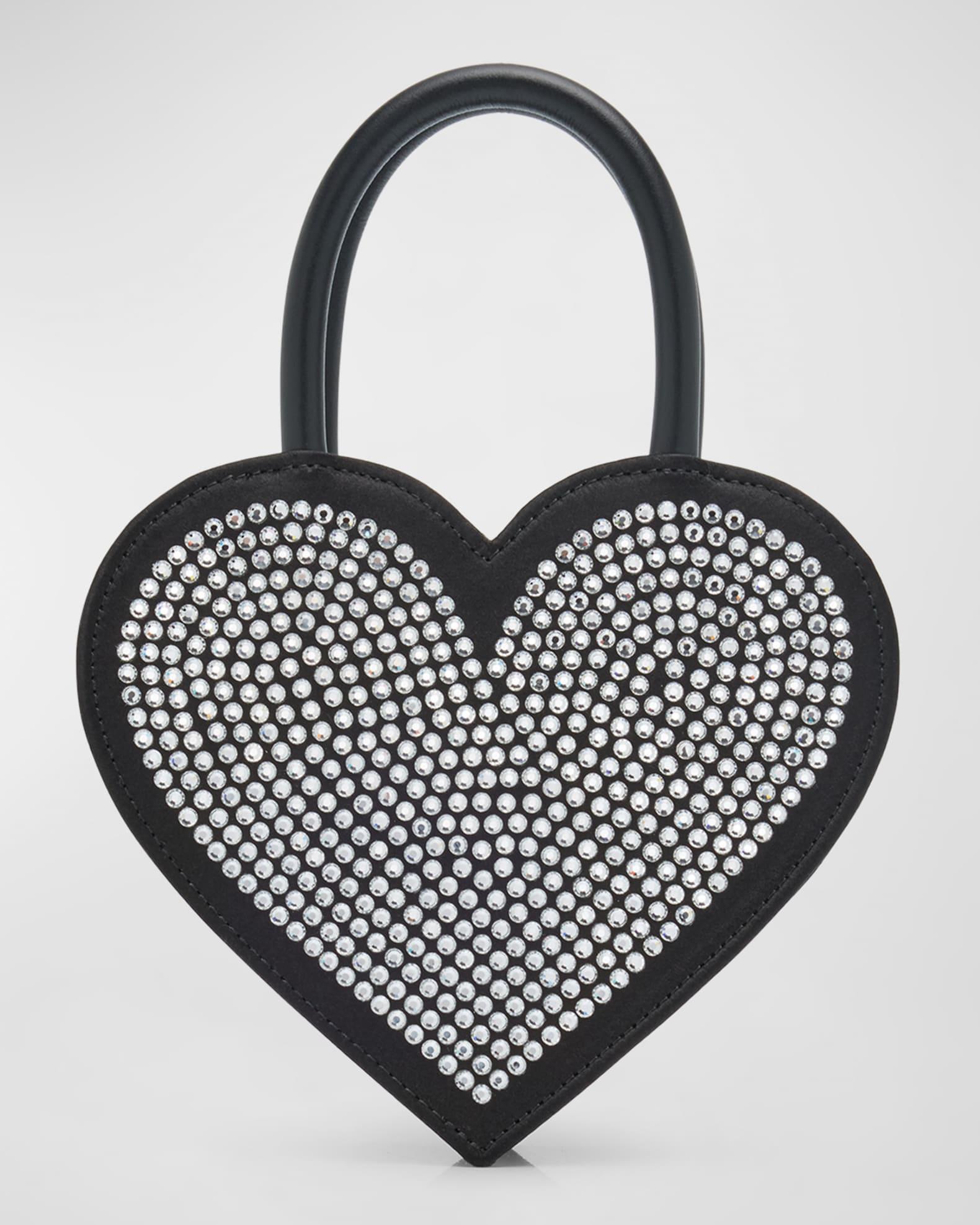 Crystalized Heart Satin Top-Handle Bag Product Image