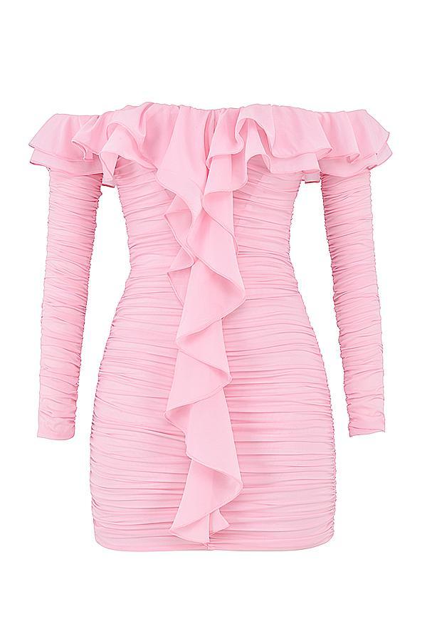 Eliza Real Silk Fairy Pink Mini Dress Product Image