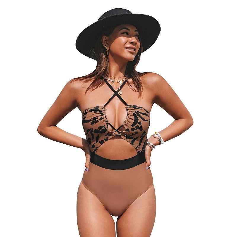 Womens CUPSHE Plunging Cutout Criss Cross One-Piece Swimsuit Product Image