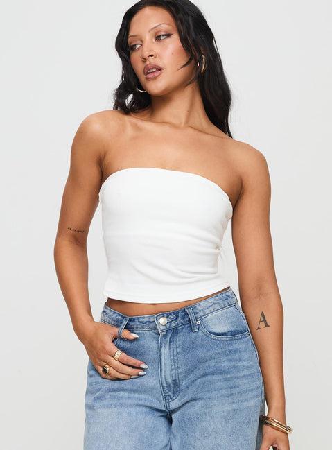 Baseline Strapless Rib Top White Product Image