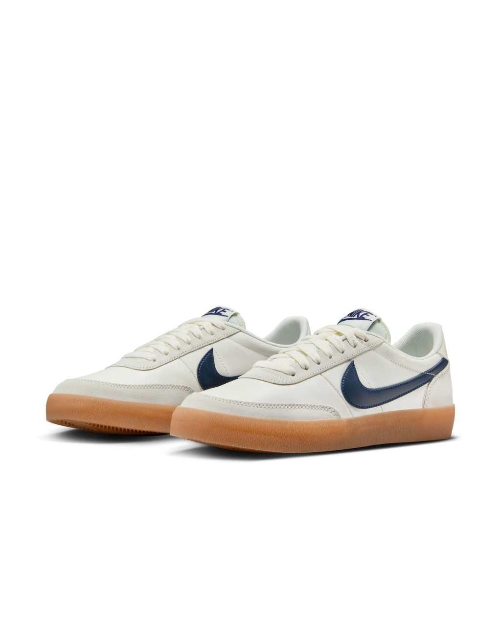 Nike Killshot sneakers with gum sole in white and navy Product Image