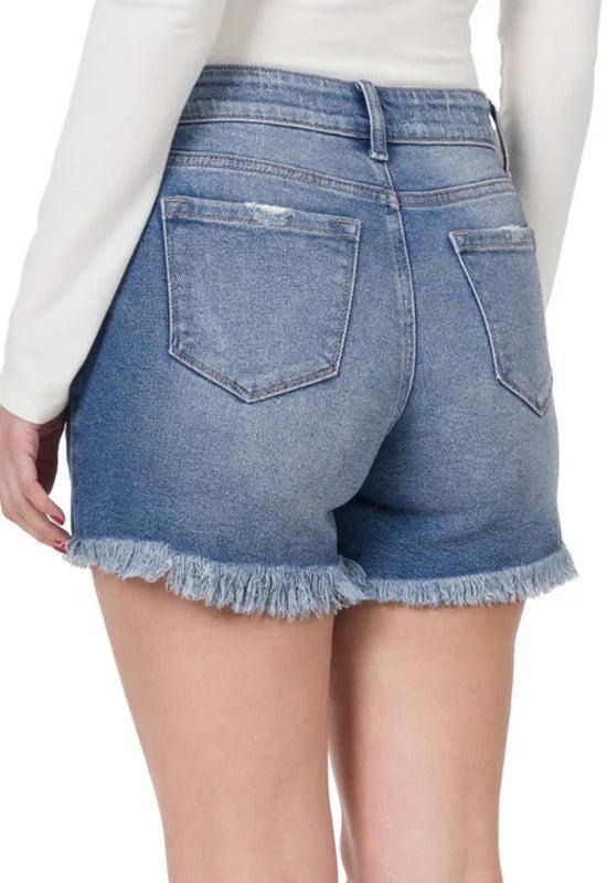 Angie Hi-Rise Distressed Jean Shorts Product Image